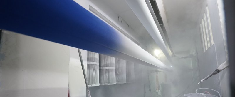 Powder-coating booth: arms and brackets